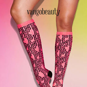 Victoria's Secret PINK Knee High Socks Pink Logo